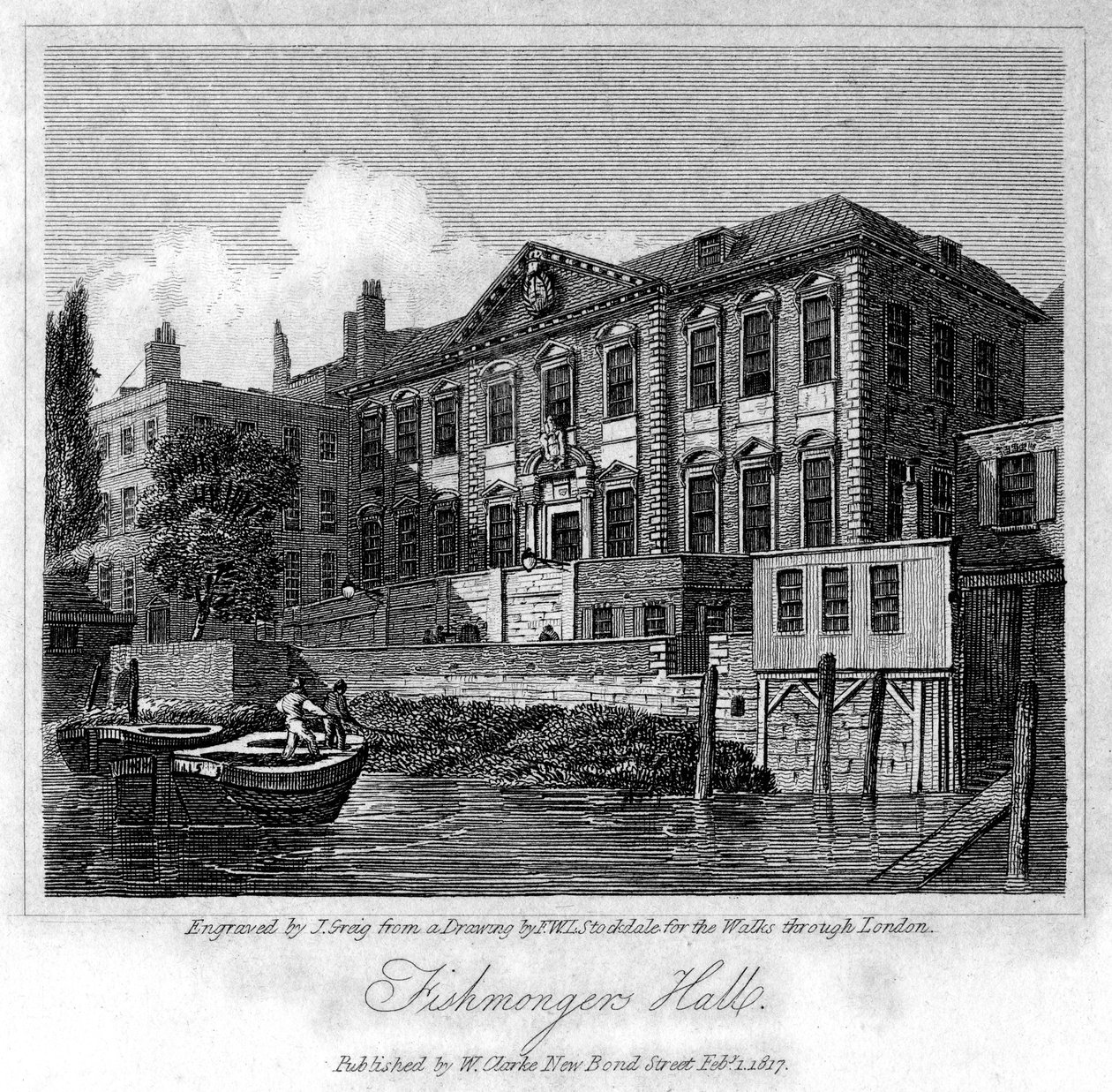 Hala handlarzy ryb, City of London, 1817. autorstwa J. Greig