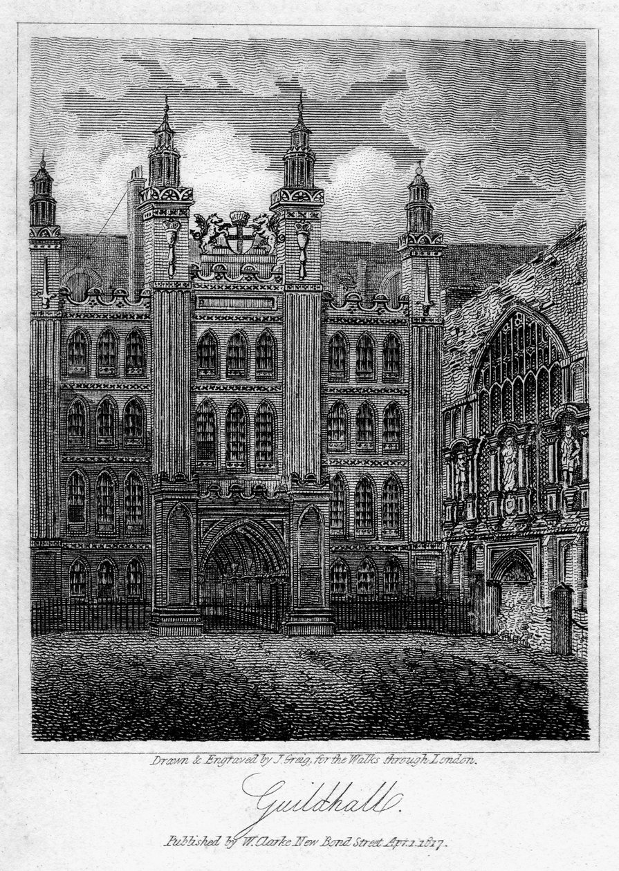 Guildhall, City of London, 1817. autorstwa J. Greig