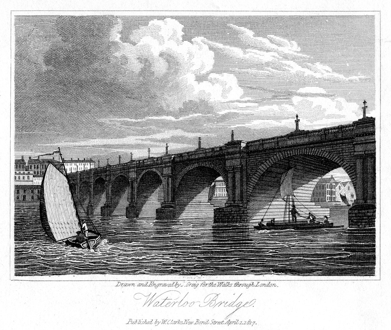 Most Waterloo, Londyn, 1817. autorstwa J. Greig