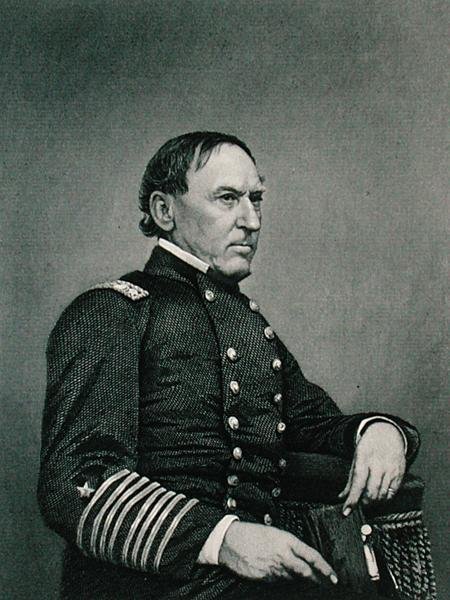 David Glasgow Farragut (1801-70), ryty wg fotografii Williama G. Jackmana (fl.c.1840-60) (grafika) autorstwa J. Gurney and Son
