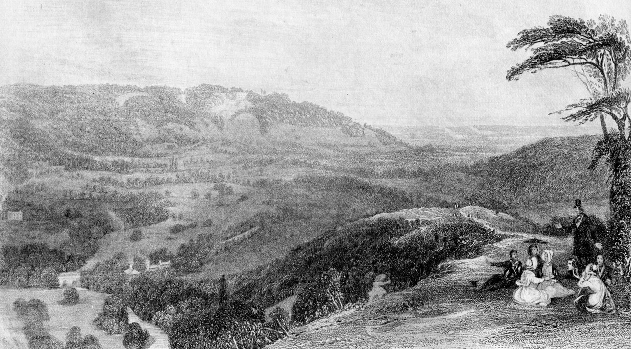 Widok z Box Hill, w kierunku Norbury, Surrey, XIX wiek. autorstwa J. H. Kernot