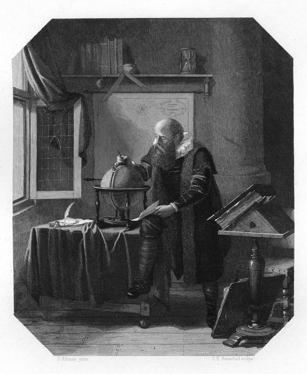 Petrus Plancius, holenderski astronom, kartograf i duchowny, ok. 1870 r. autorstwa J. H. Rennefeld