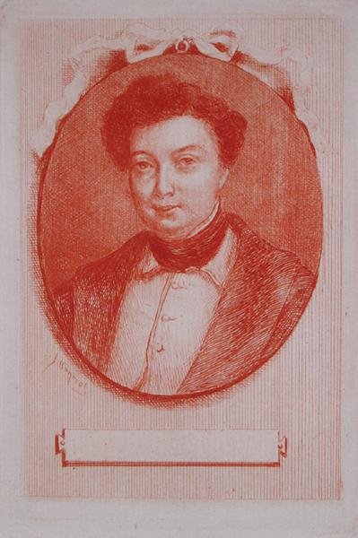 Portret Alexandre Dumas pere (1803-70) c.1830-40 (sangwin na papierze) autorstwa J. Hanriot