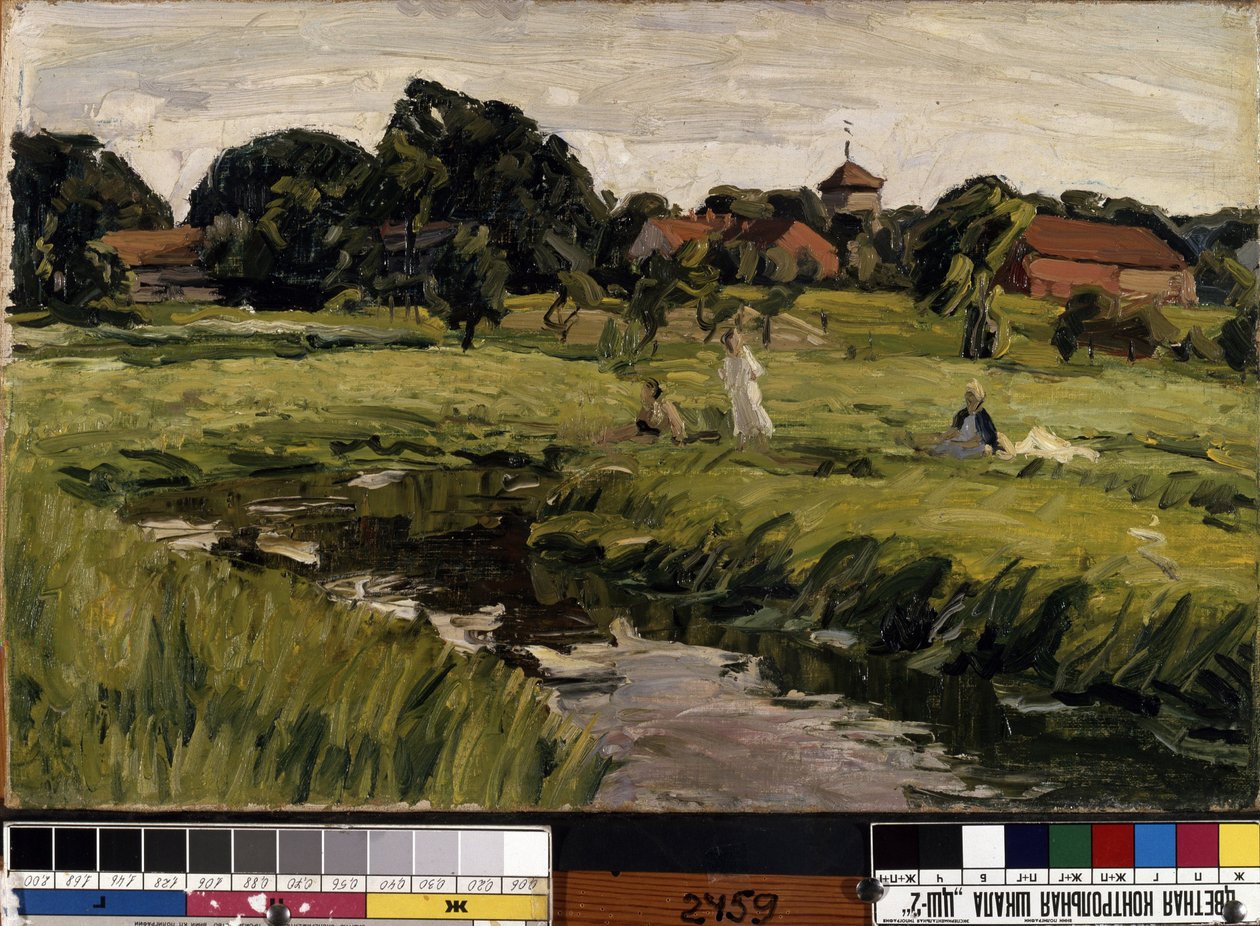 "Dzieci nad potokiem" (Dzieci nad potokiem) Obraz Johannesa Hanscha (1875-1946) (ekspresjonizm) Olej na płótnie. wym. 37x44 cm Mikalojus Konstantinas Ciurlionis Muzeum Sztuk Pięknych, Kowno, Litwa autorstwa J. Hansch