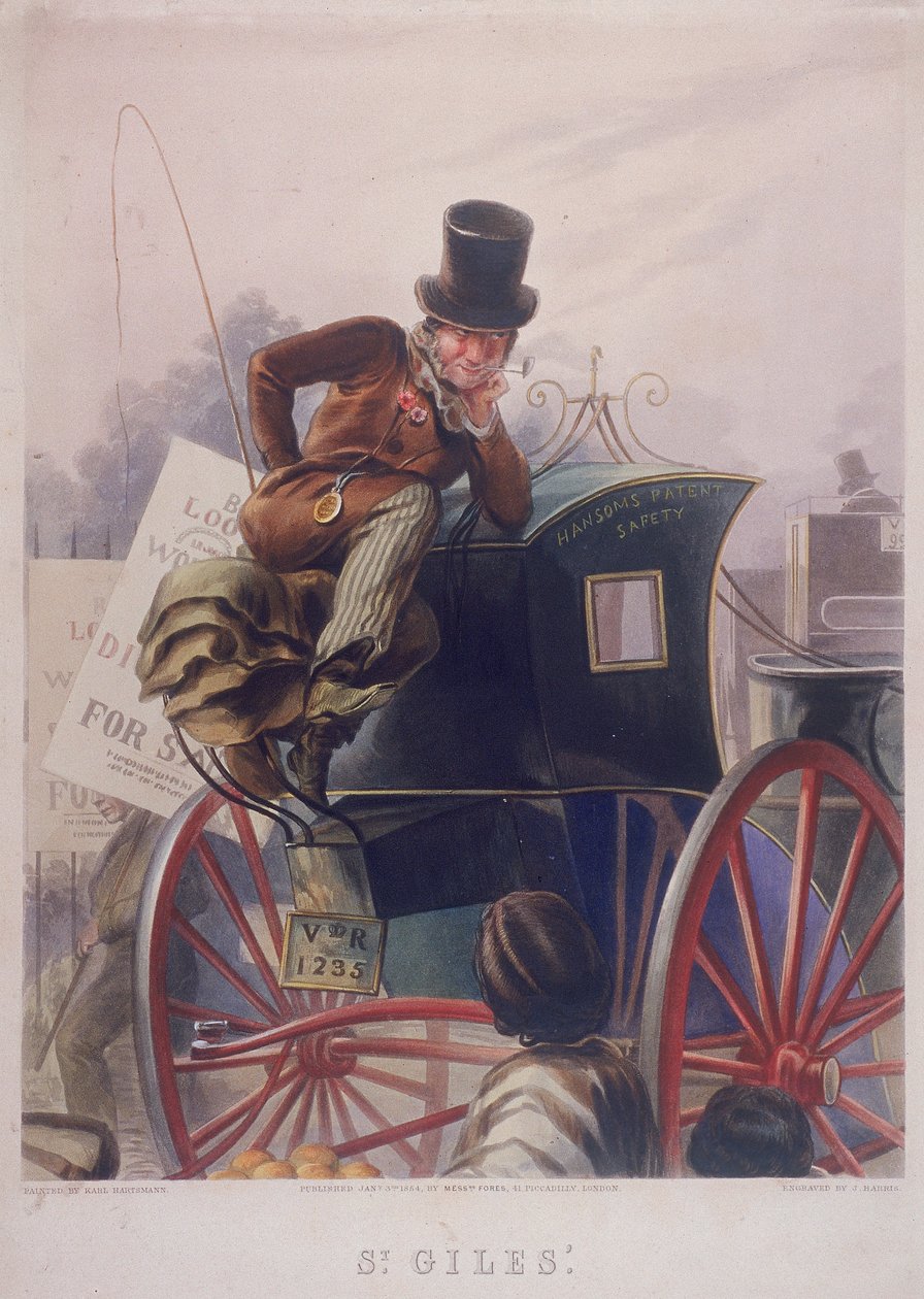 Kierowca taksówki Hansom, Londyn, 1854 autorstwa J Harris