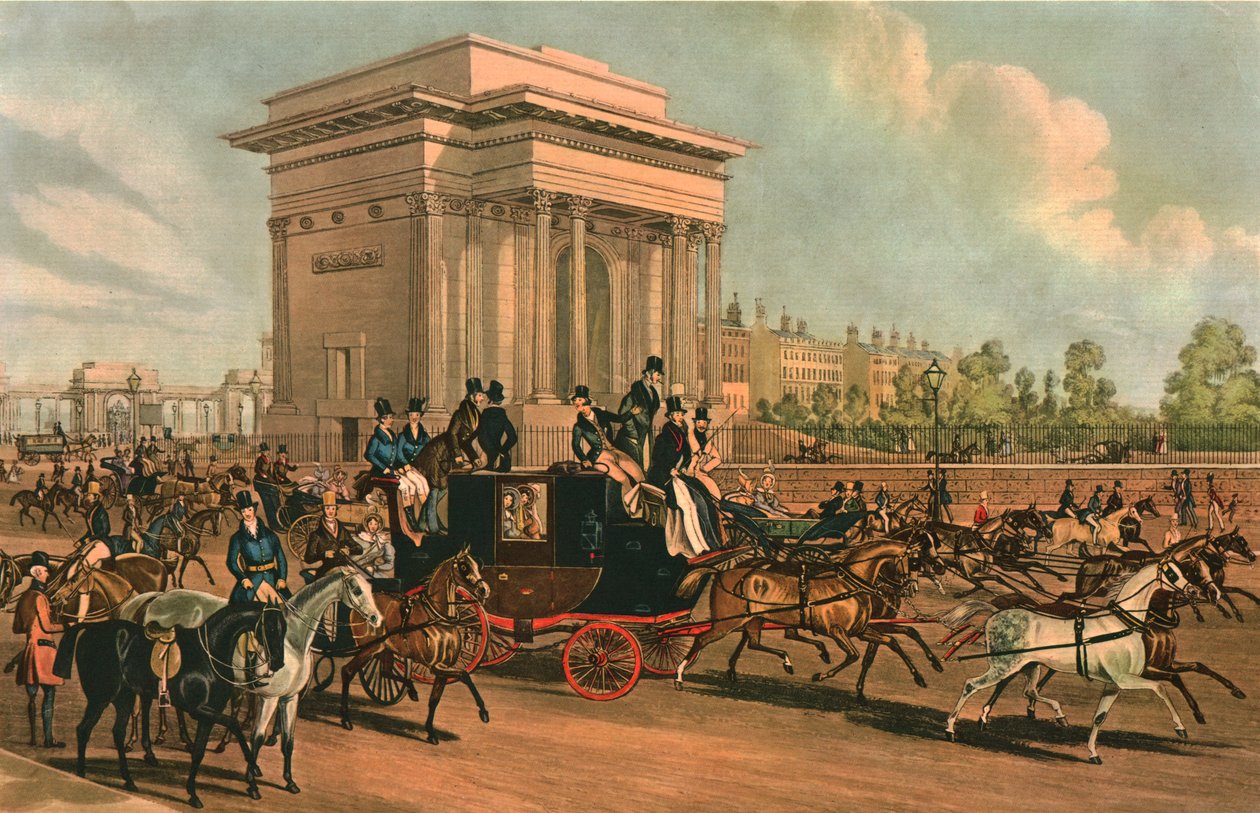 Hyde Park Corner, c1838. autorstwa J Harris