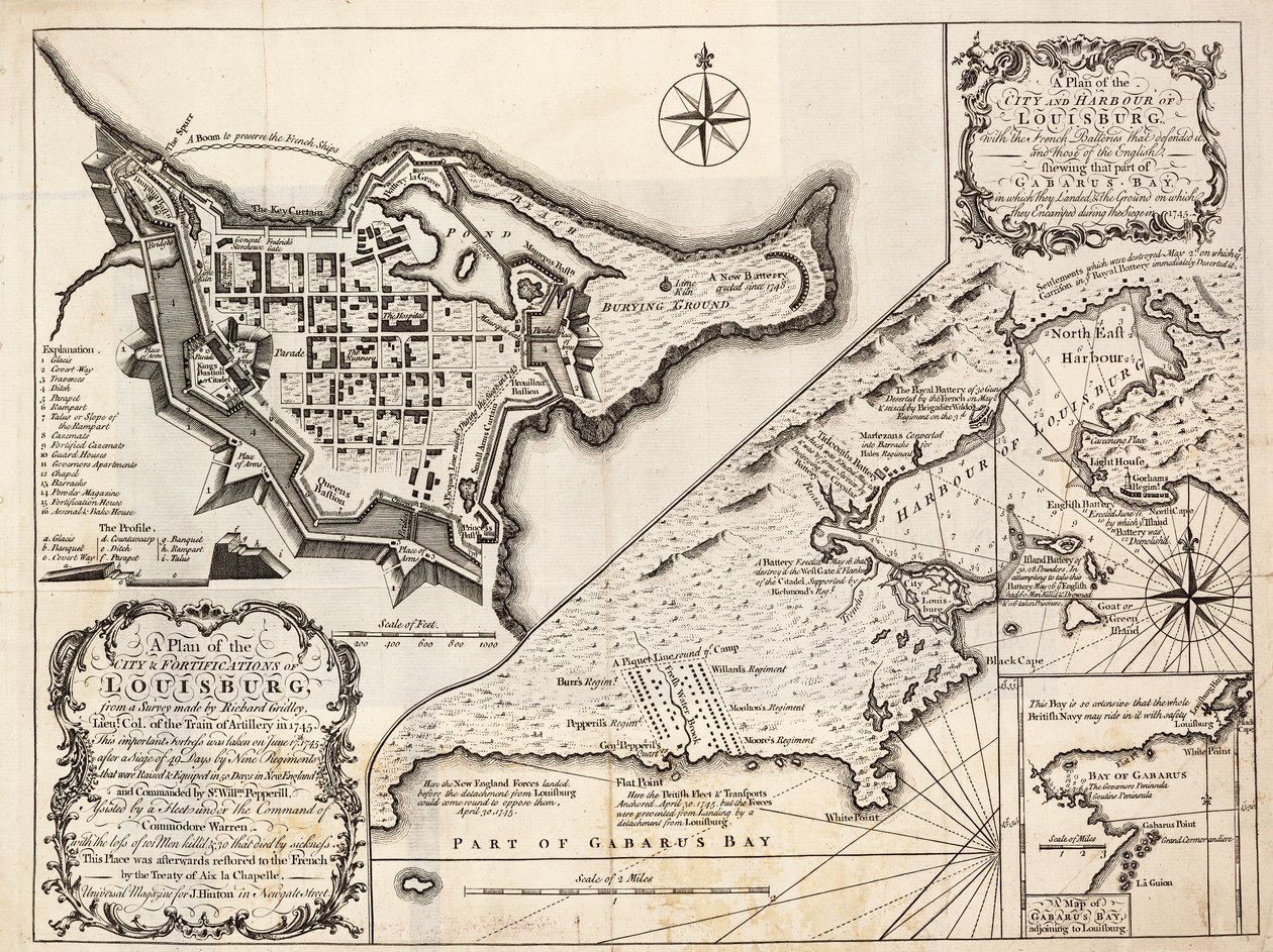 Plan miasta i portu Louisburg, Cape Breton autorstwa J. Hinton