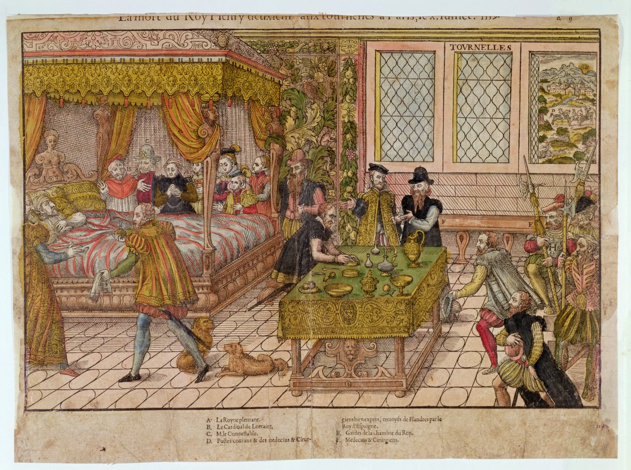 Śmierć Henryka II (1519-59) 10 lipca 1559 autorstwa J. J. and Tortorel, J. Perrissin