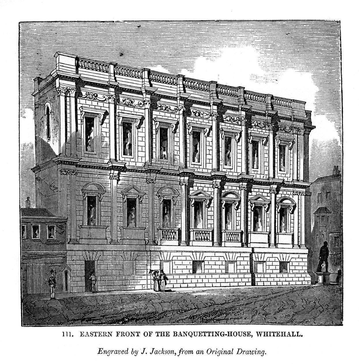 Front wschodni domu bankietowego, Whitehall, 1843 autorstwa J. Jackson