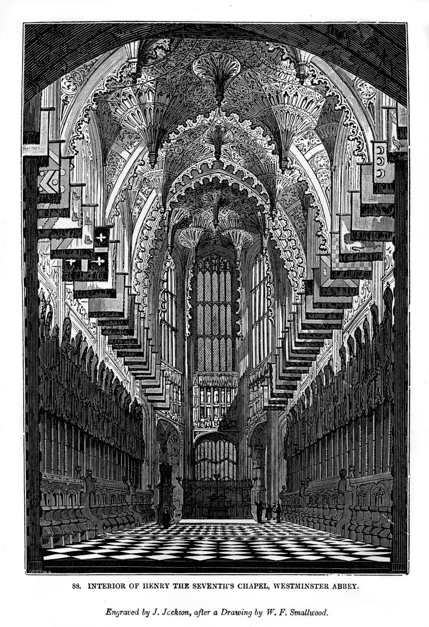 Wnętrze kaplicy Henryka VII, Opactwo Westminsterskie, 1843 autorstwa J. Jackson