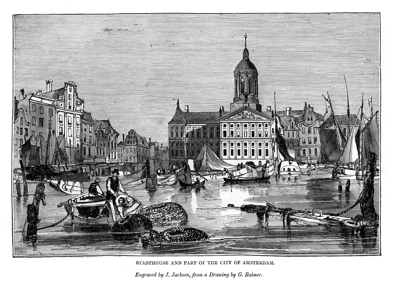 Stadthouse i część miasta Amsterdam, 1843 autorstwa J. Jackson