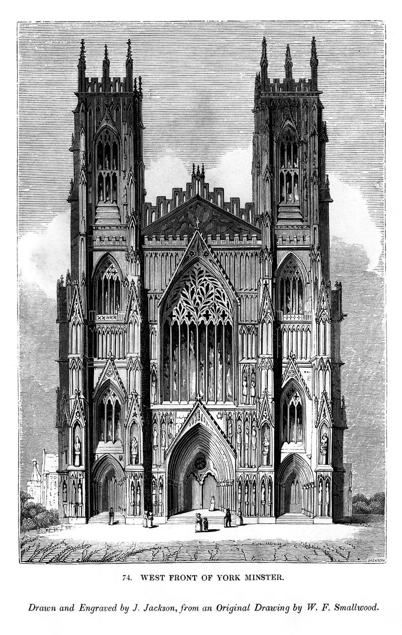 Zachodni front York Minster, c1820-1830 1843 autorstwa J. Jackson