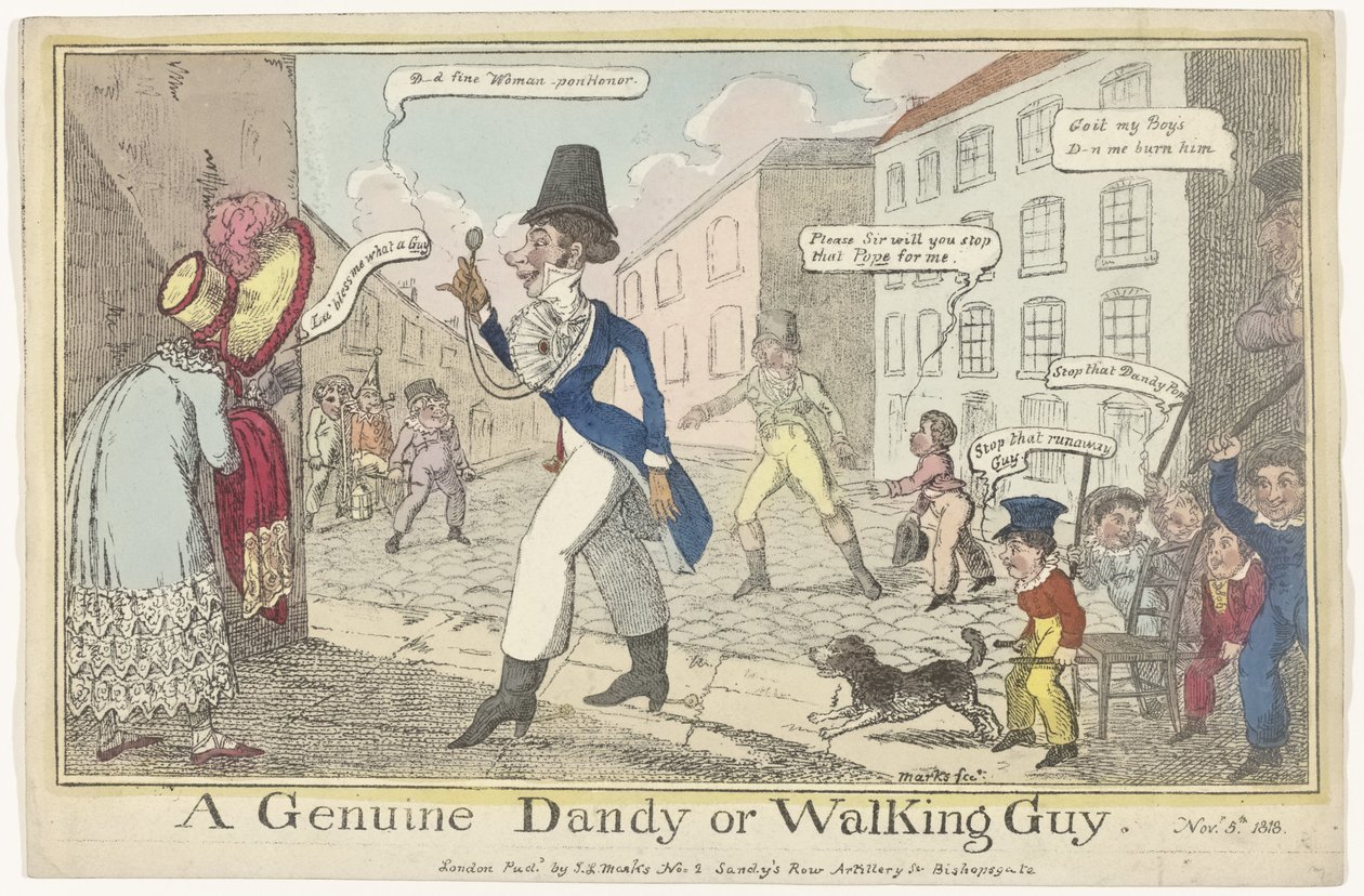Spotkaj się z dandys na Guy Fawkes Day Prawdziwy Dandy or Walking Guy (tytuł na obiekcie) autorstwa J. Lewis Marks
