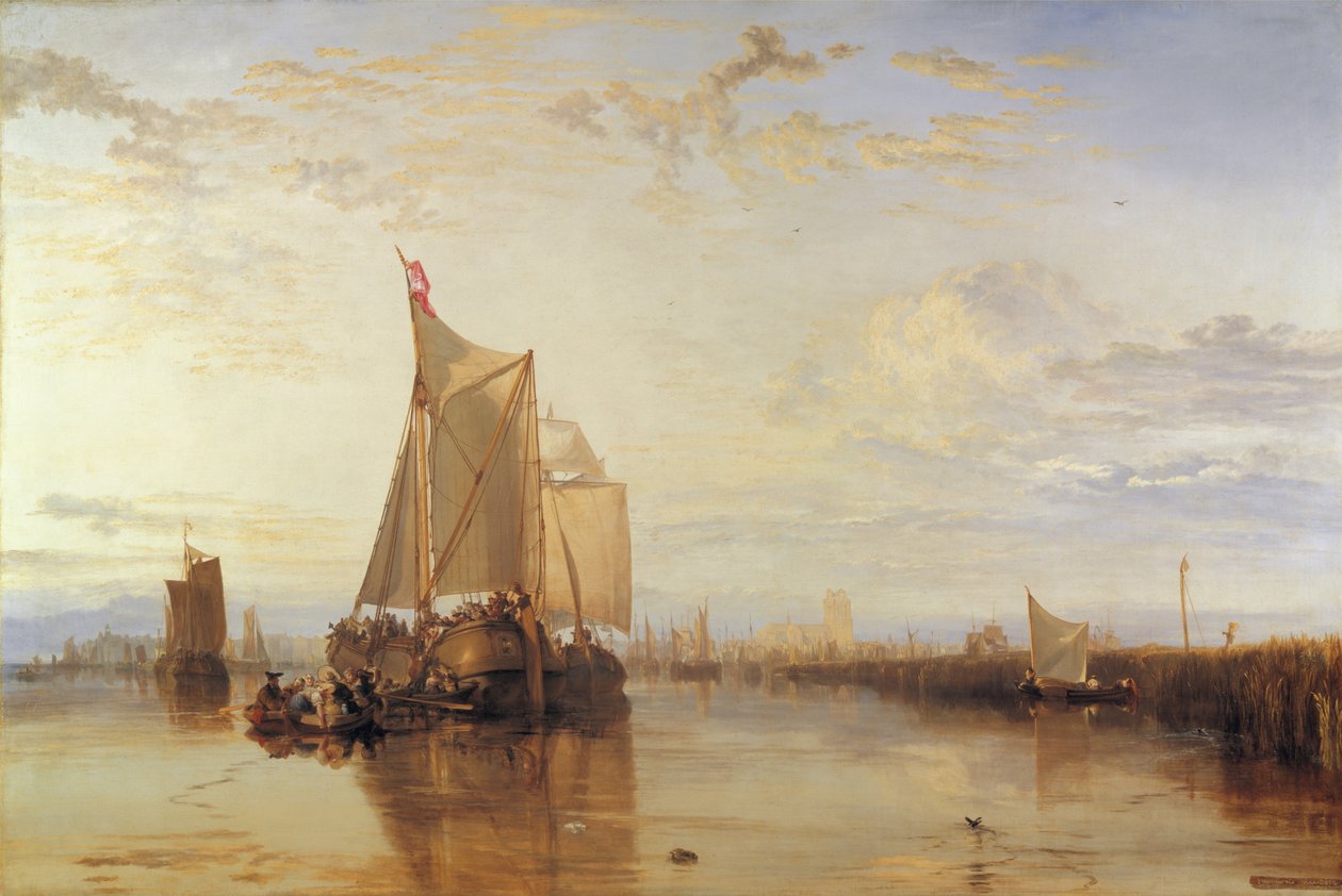 Dort lub Dordrecht - Dort Packet-Boat z Rotterdamu Becalmed autorstwa Joseph Mallord William Turner