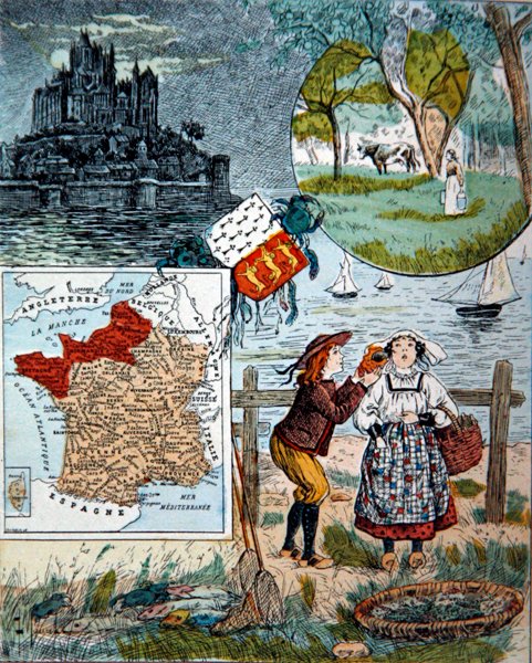 Normandia i Bretania, ilustracja do „Le Tour de France” Marie de Grandmaison autorstwa J. Maurel