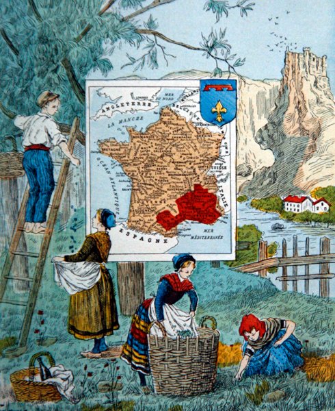 Prowansja, ilustracja do „Le Tour de France” Marie de Grandmaison autorstwa J. Maurel