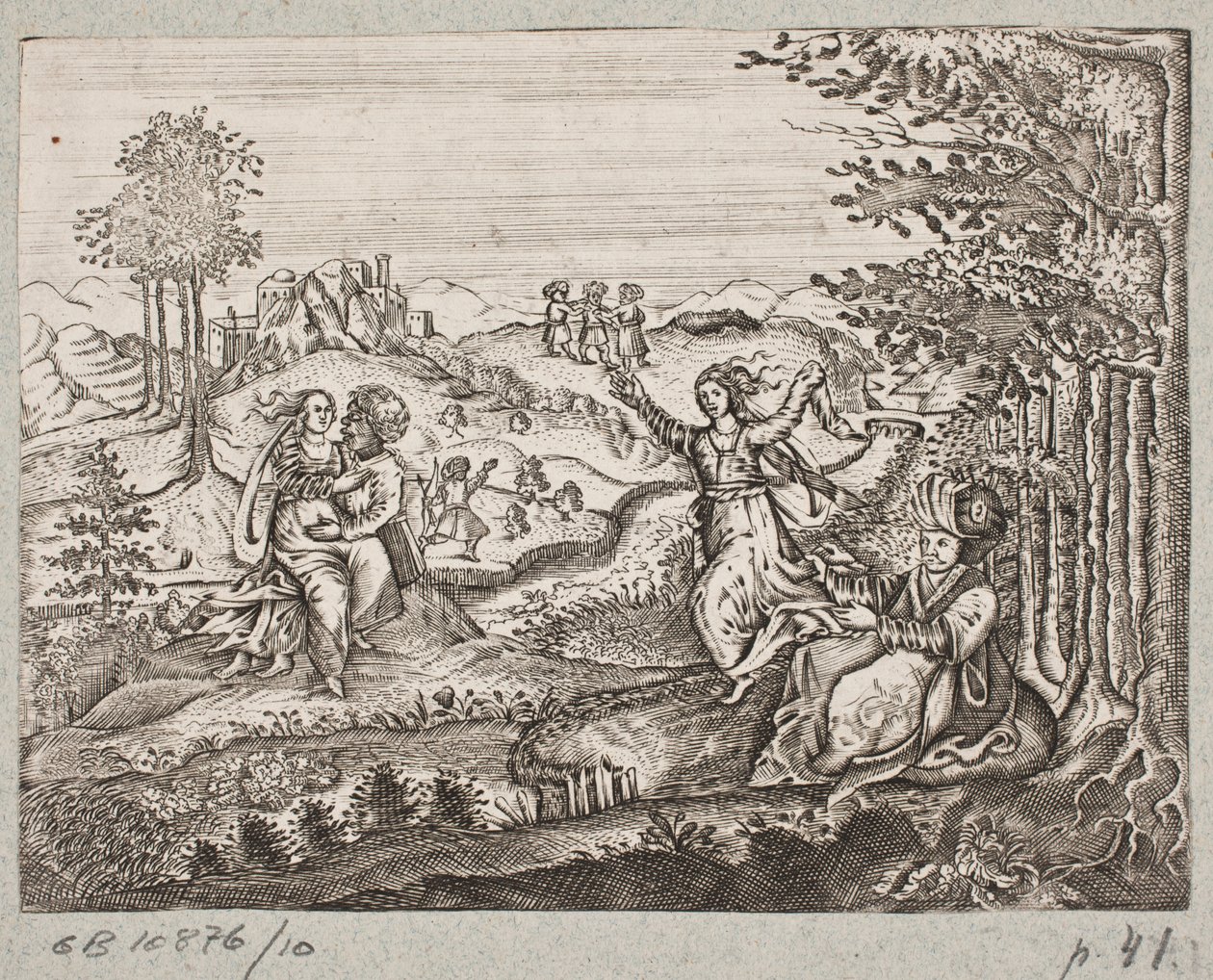 Ilustracja do Adama Oleariusa, „Perski Rosenthal genialnego poety Schicha Saadi […]”, Szlezwik 1660 autorstwa J. Muller