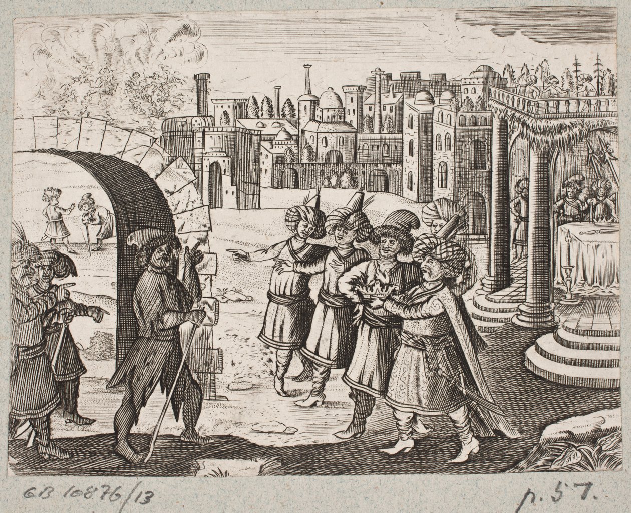 Ilustracja do Adama Oleariusa, „Perski Rosenthal genialnego poety Schicha Saadi […]”, Szlezwik 1660 autorstwa J. Muller