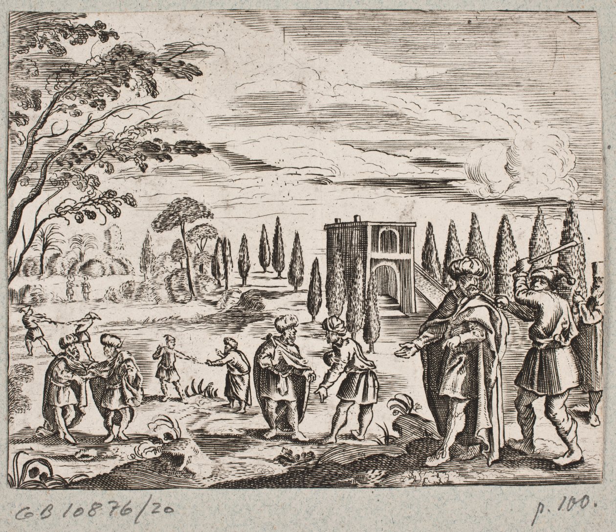 Ilustracja do Adama Oleariusa, „Perski Rosenthal genialnego poety Schicha Saadi […]”, Szlezwik 1660 autorstwa J. Muller
