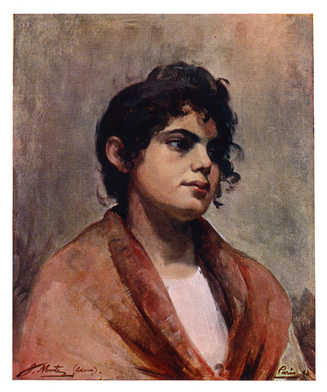 Studium głowy włoskiej dziewczyny, 1901. autorstwa J Muntz