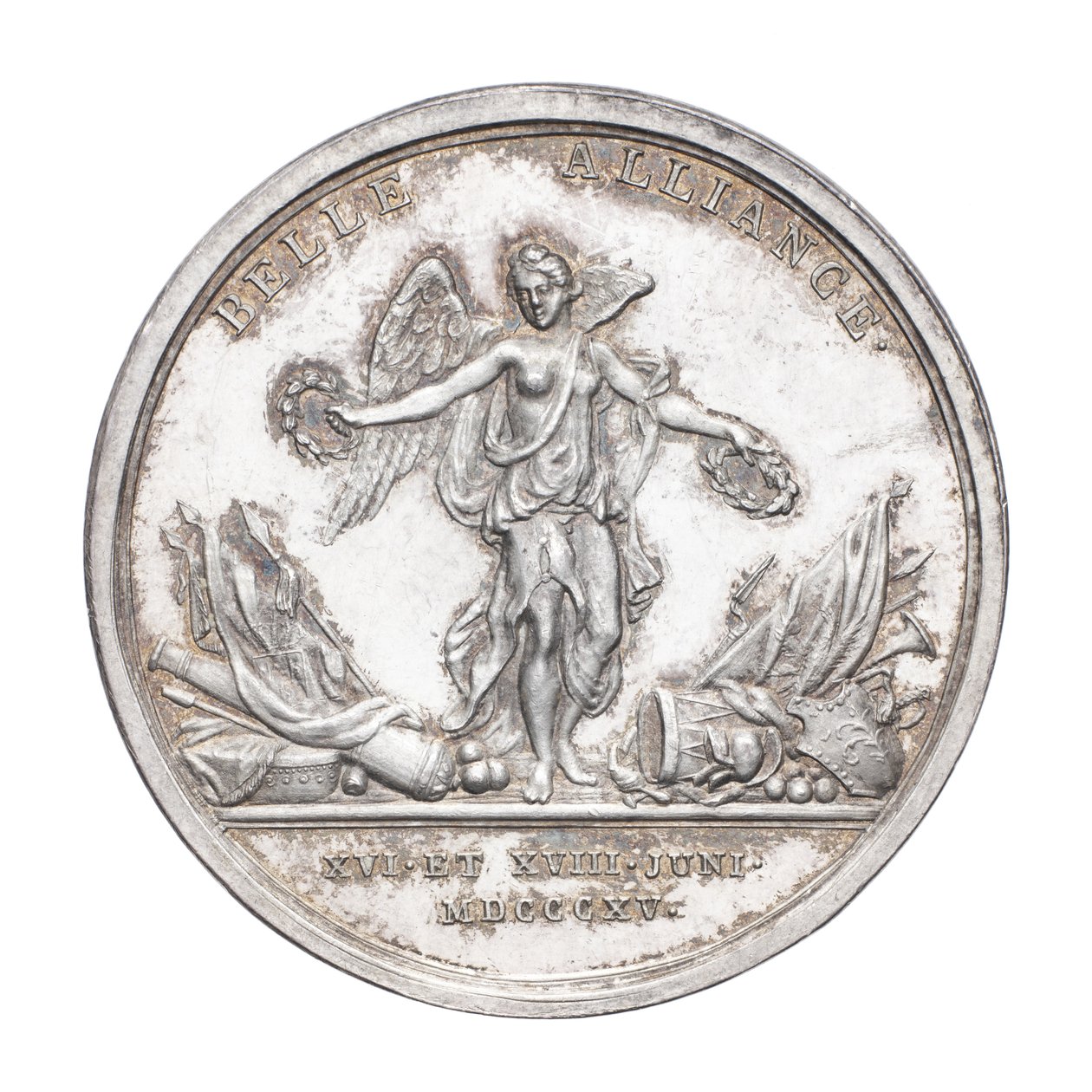 Medal upamiętniający księcia Wellington i feldmarszałka von Blücher 1815, ok.1815 (srebrny) autorstwa J. N. Lang