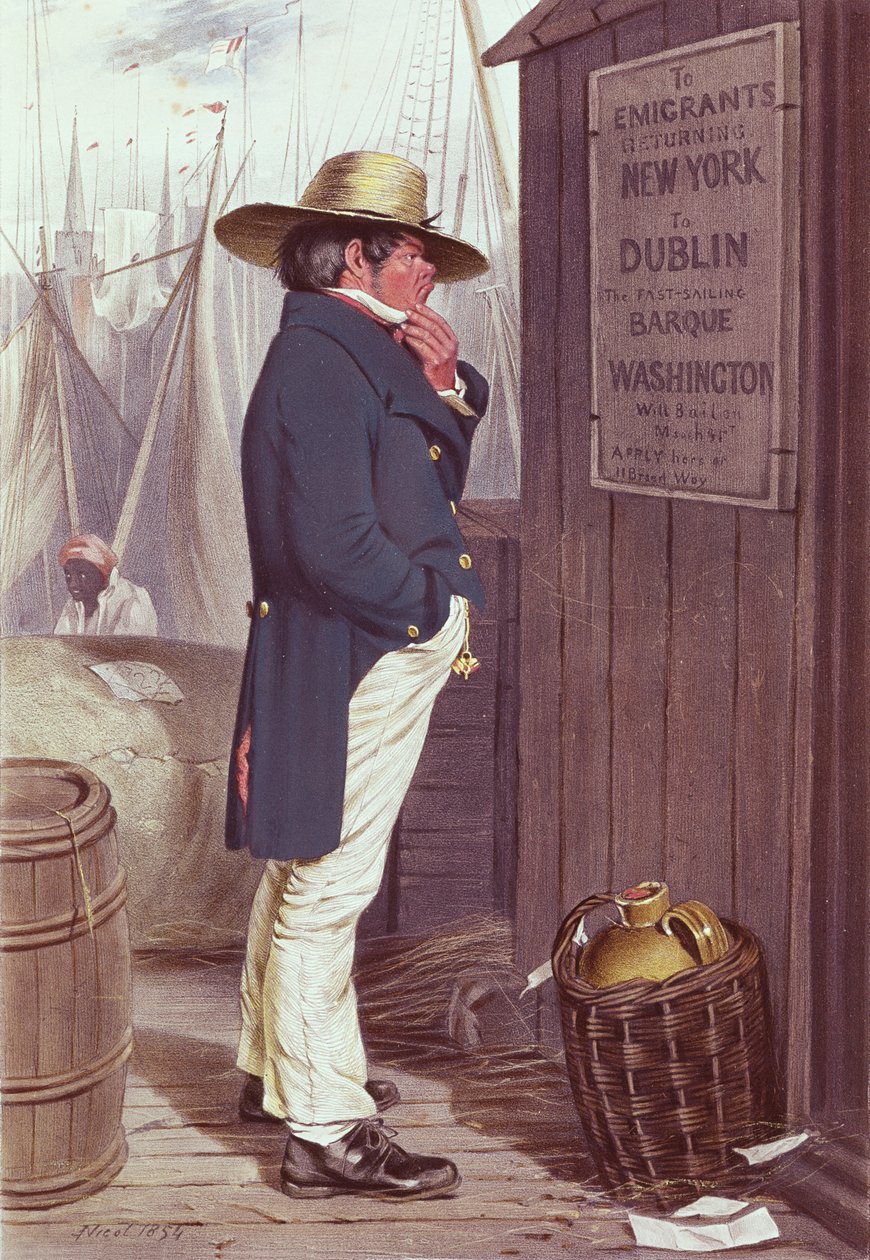Homeward Bound, The Quay of New York, grawerowane przez T.H.E. Mcguire, 1854 (patrz 189006) autorstwa J Nicol