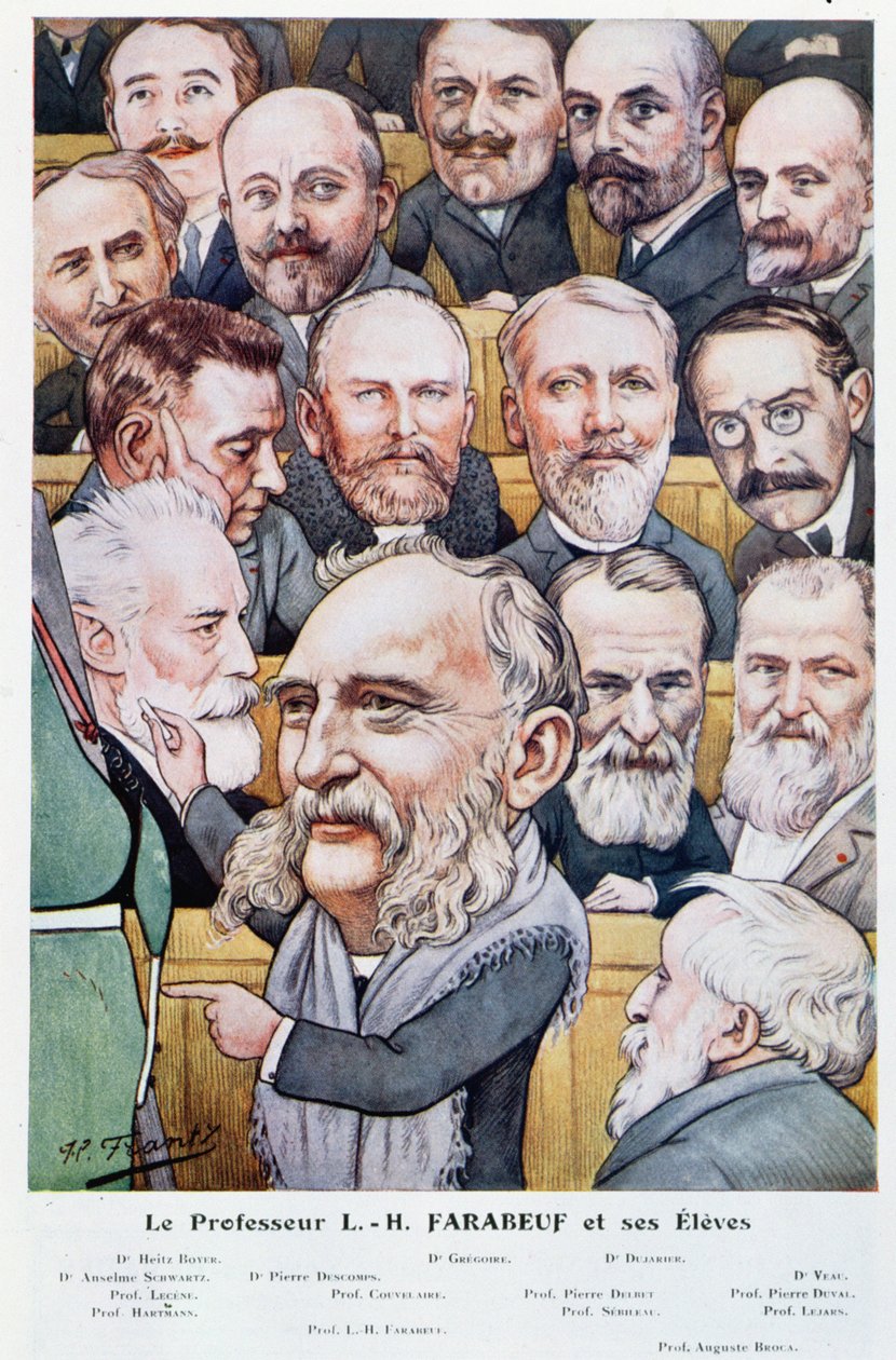 Profesor Luis Hubert Farabeuf (1841-1910) i jego uczniowie, z Chanteclair, ok. 1910 autorstwa J P. Frantz