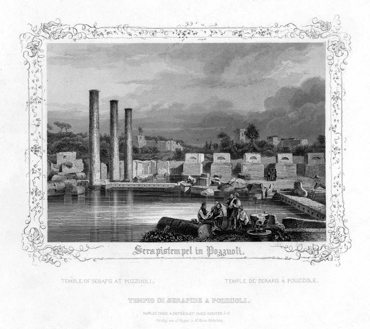 Świątynia Serapisa w Pozzuoli, Włochy, XIX w. autorstwa J. Poppel