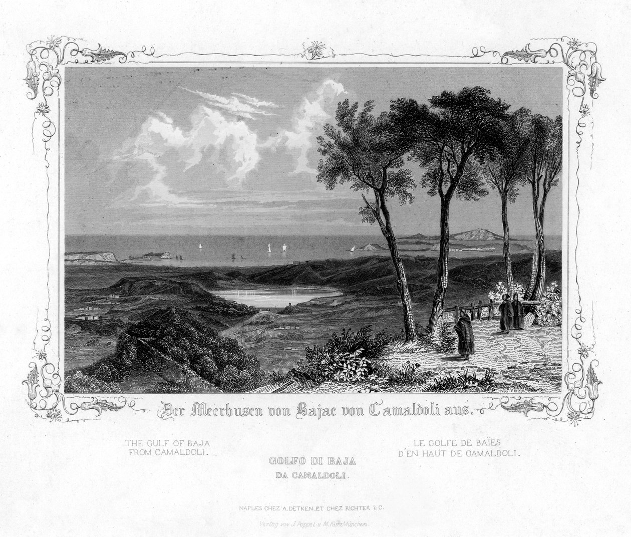 Zatoka Baja z Camaldoli, Włochy, XIX w. autorstwa J. Poppel