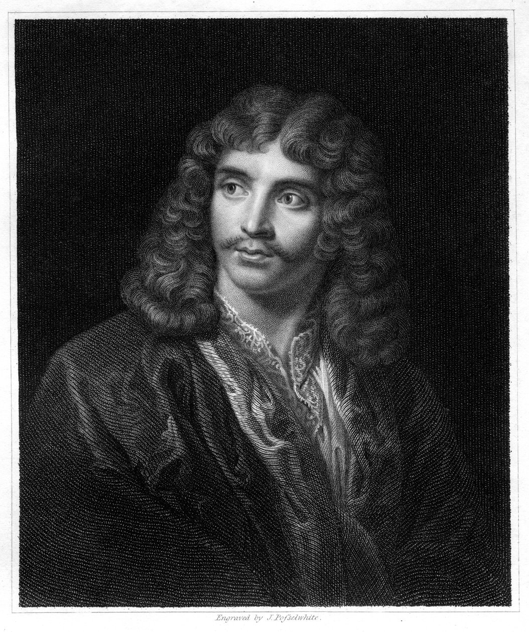 Moliere, francuski pisarz teatralny, reżyser i aktor, 1833. autorstwa J. Posselwhite