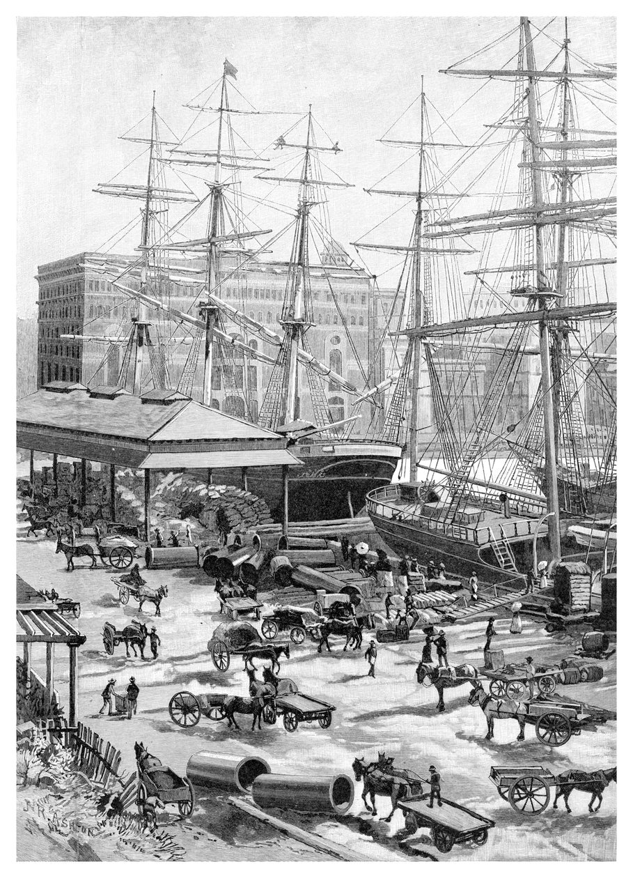 Wysyłka, Circular Quay, Sydney, Nowa Południowa Walia, Australia, 1886. autorstwa J. R. Ashton