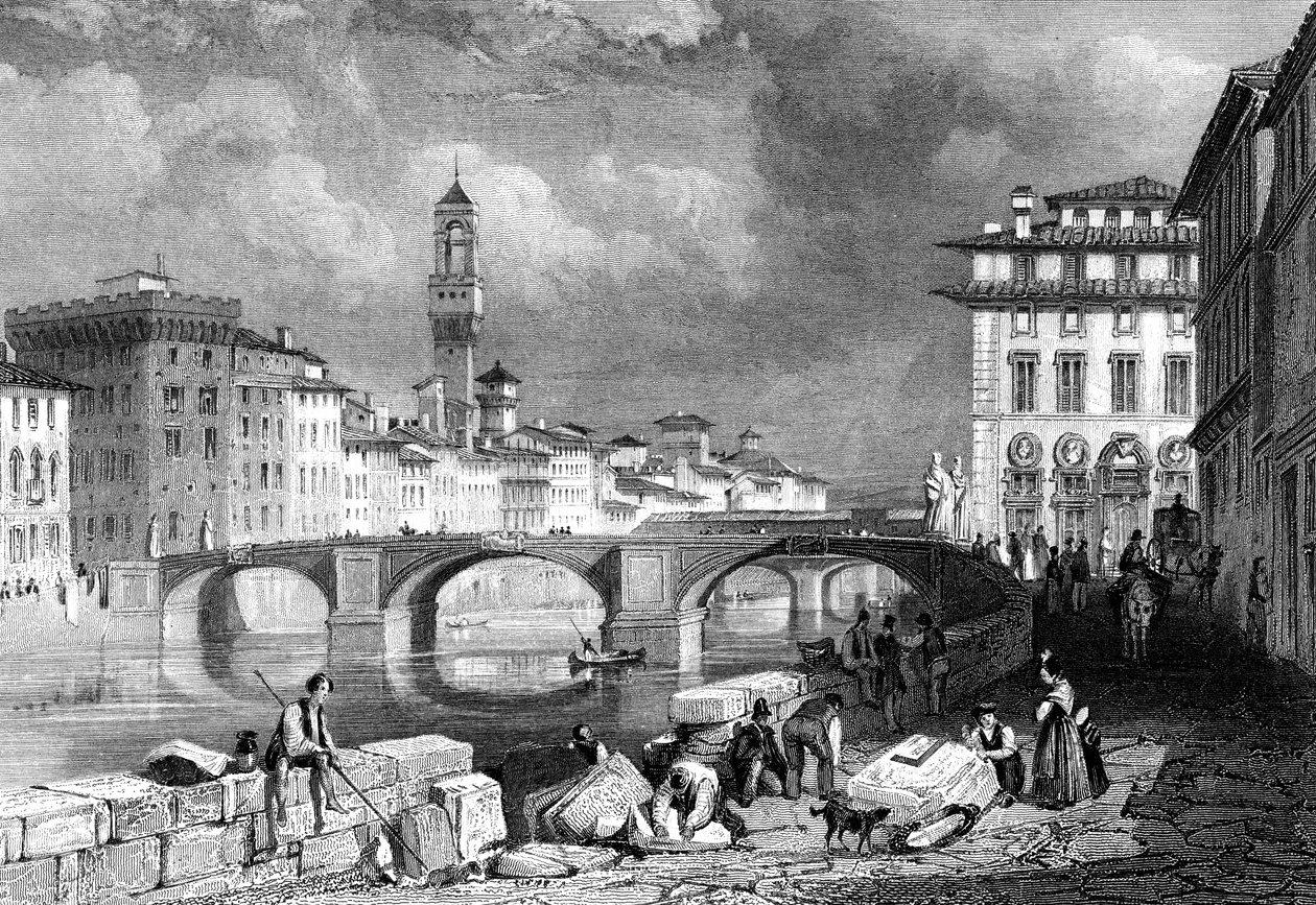 Ponte Santa Trinita, Florencja, Włochy, XIX wiek. autorstwa J. Redaway