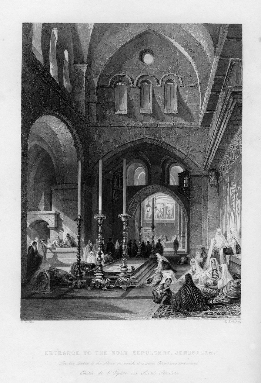 Wejście do Grobu Świętego, Jerozolima, Izrael, 1841. autorstwa J. Redaway