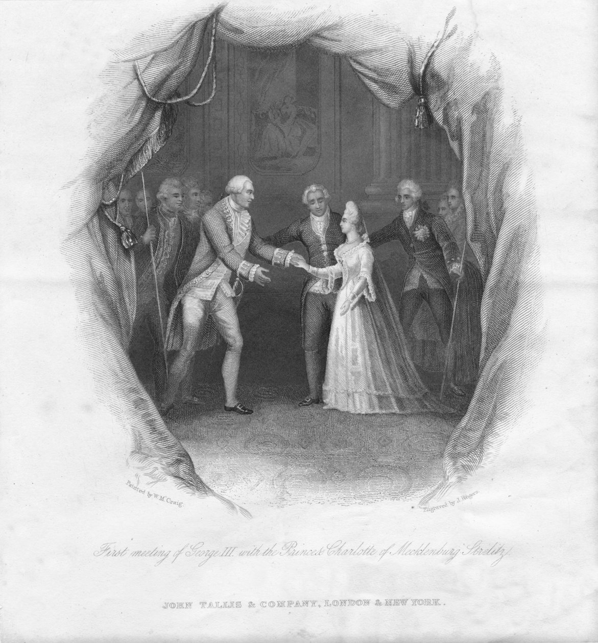 Pierwsze spotkanie Jerzego III z księżną Charlotte..., 1761, połowa XIX wieku. autorstwa J. Rogers