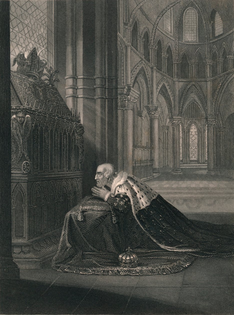 Ludwik VII, król Francji, Przed grobowcem Becketa, połowa XIX wieku. autorstwa J. Rogers