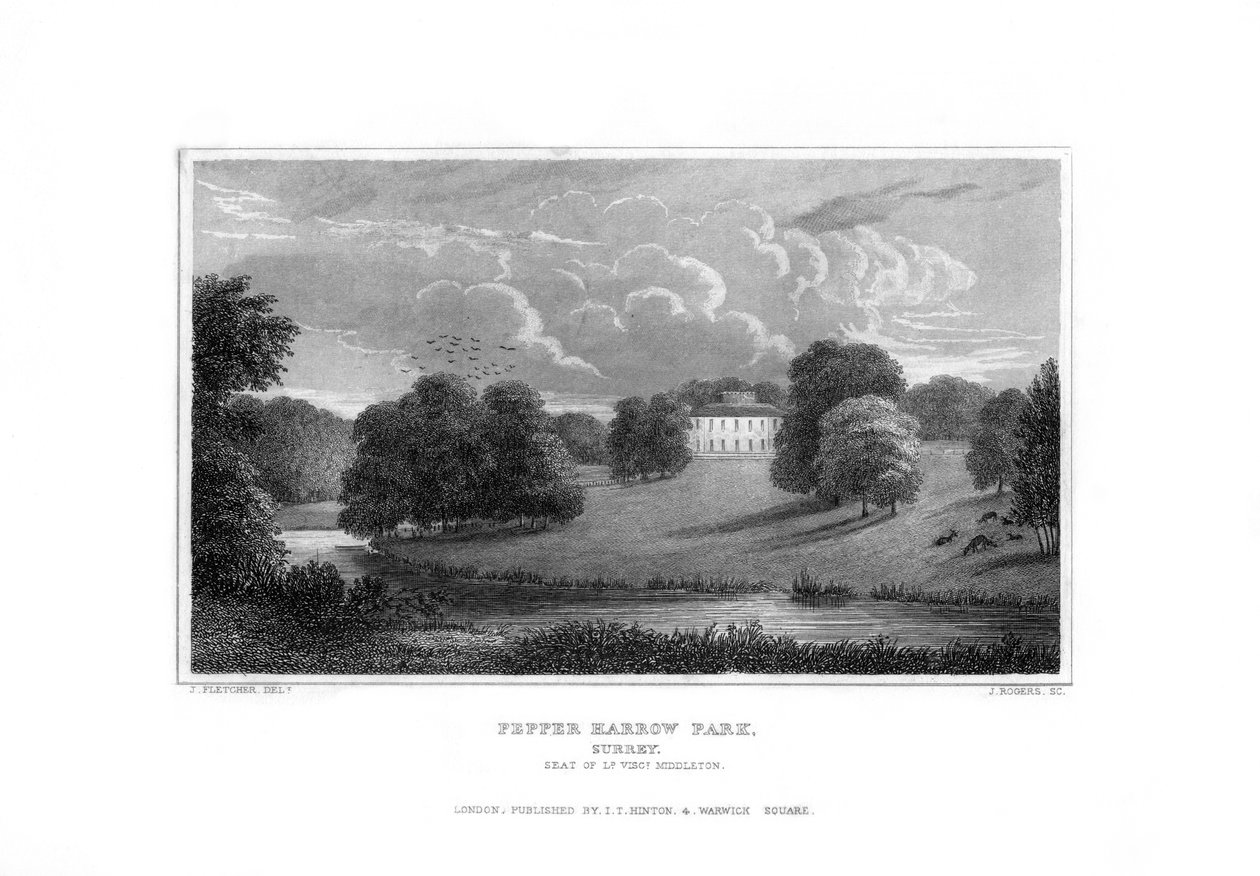 Pepper Harrow Park, niedaleko Guildford, Surrey, 1829. autorstwa J. Rogers