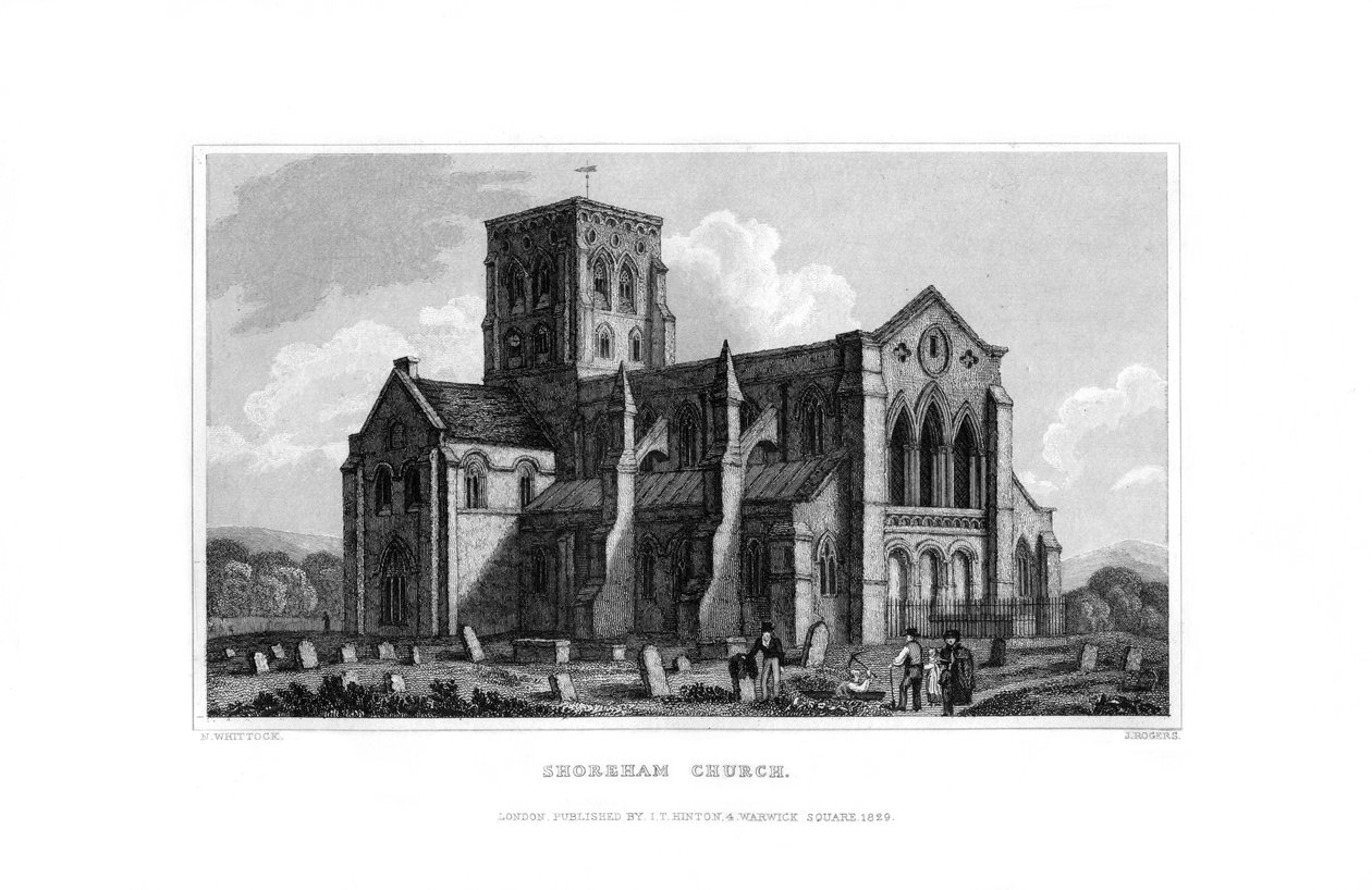 Kościół Shoreham, West Sussex, 1829. autorstwa J. Rogers