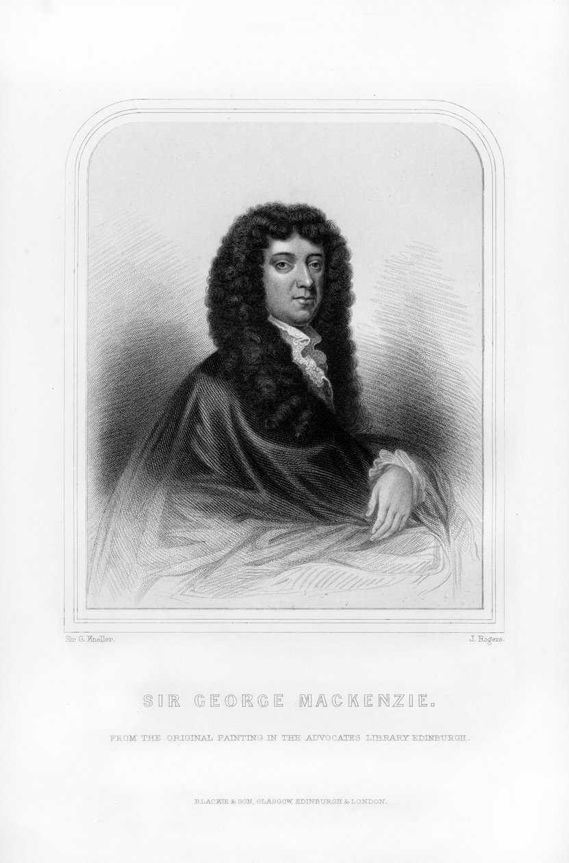 Sir George Mackenzie z Rosehaugh, szkocki prawnik i pisarz prawniczy, 1870 r autorstwa J. Rogers