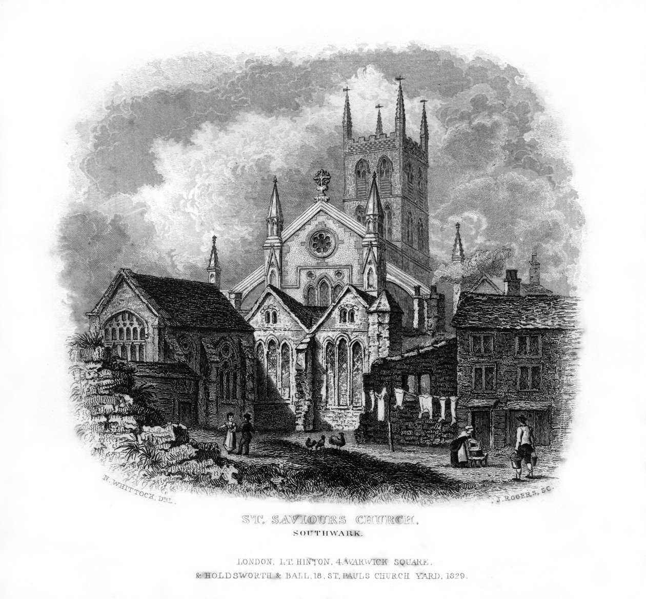 Kościół St Saviors, Southwark, Londyn, 1829. autorstwa J. Rogers