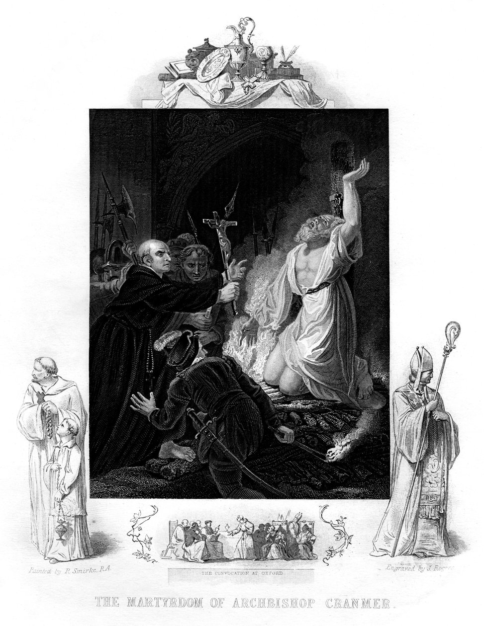 Męczeństwo arcybiskupa Cranmera, 1556, 1877 autorstwa J. Rogers