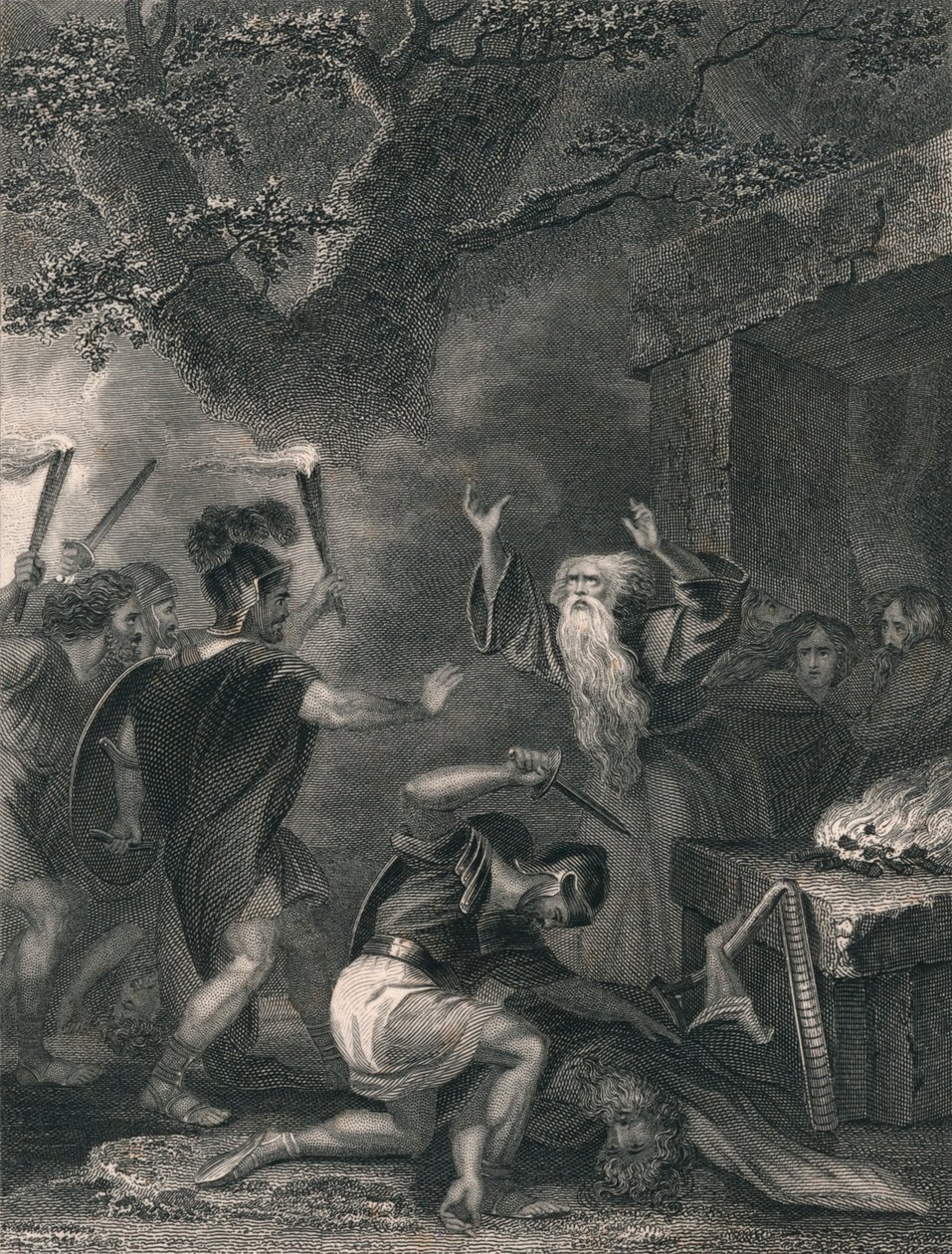 Masakra druidów, połowa XIX wieku. autorstwa J. Rogers