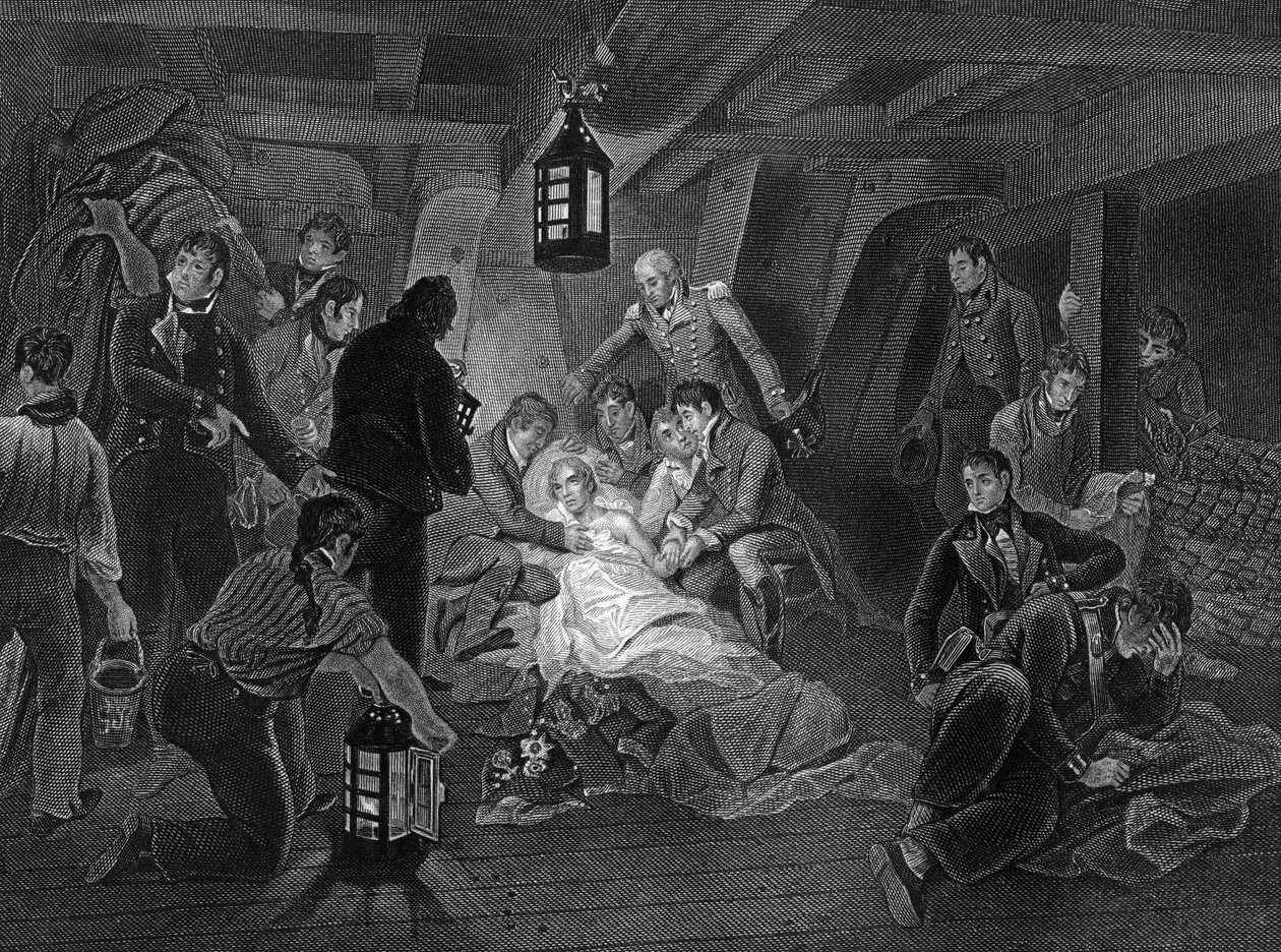 Śmierć admirała Lorda Nelsona, 1805 c1857 autorstwa J. Rogers