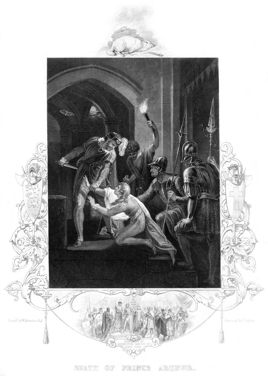 Śmierć księcia Artura 1187-1203, XIX wiek. autorstwa J. Rogers