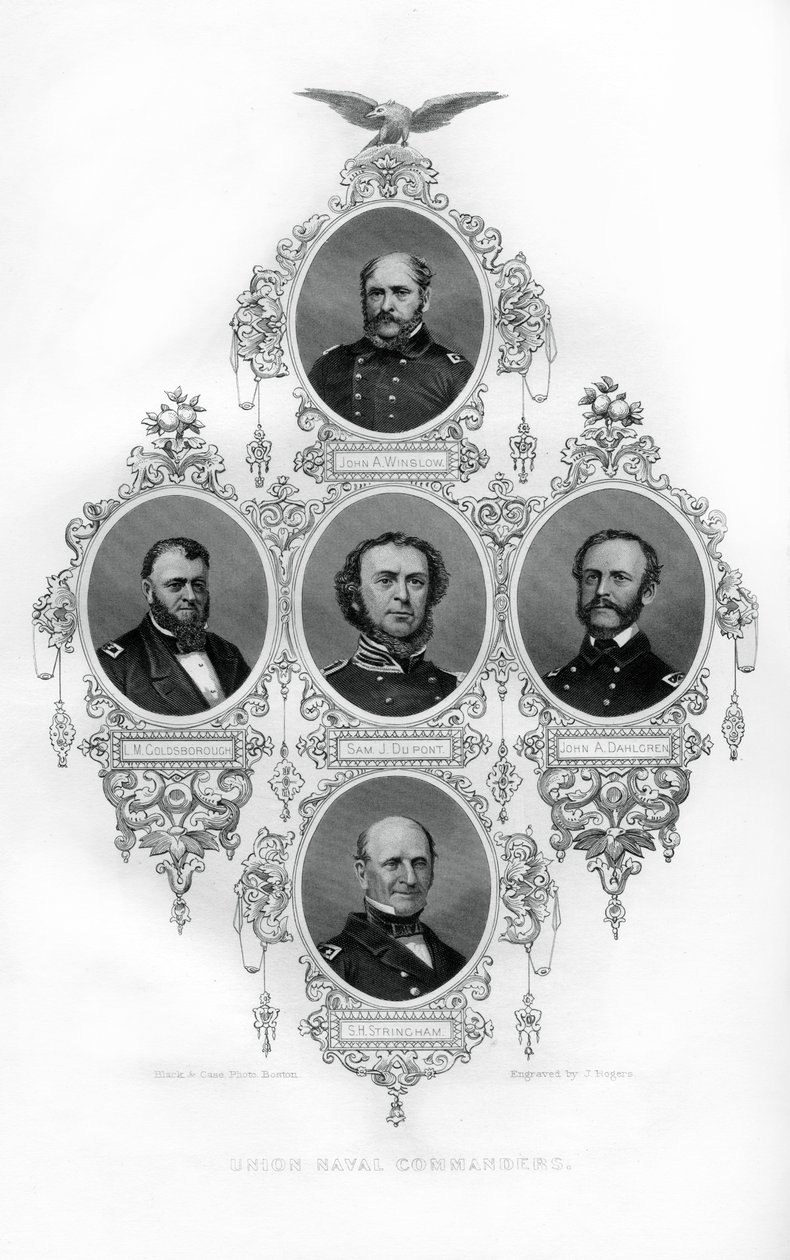 Admirałowie wojny secesyjnej Unii Winslow, Goldsborough, Du Pont, Dahlgren i Stringham, 1862-1867. autorstwa J. Rogers