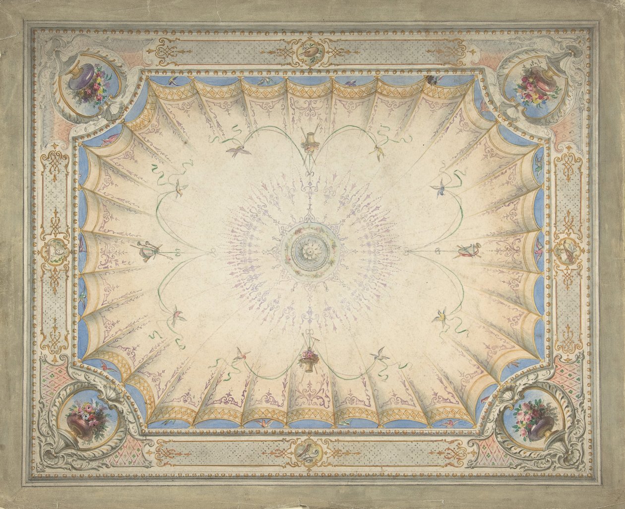 Projekt sufitu dla buduaru, Ardgowan, ca. 1868. autorstwa J. S. Pearse.