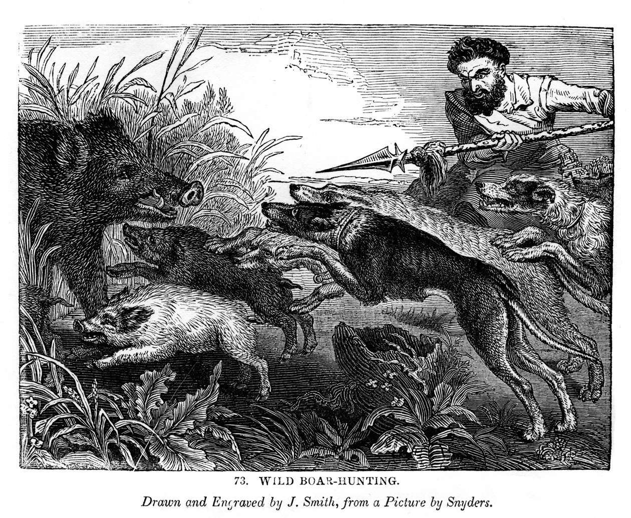Polowanie na dzika, c1600-1650 1843 autorstwa J. Smith