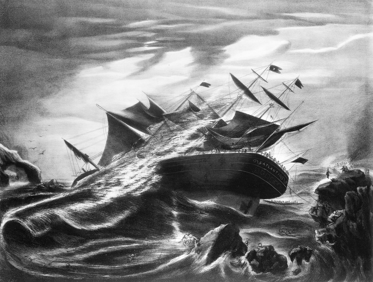 Wrak statku "Atlantic" u wybrzeży Mars Head w Nowej Szkocji, 1 kwietnia 1873 r. autorstwa J. Soloman