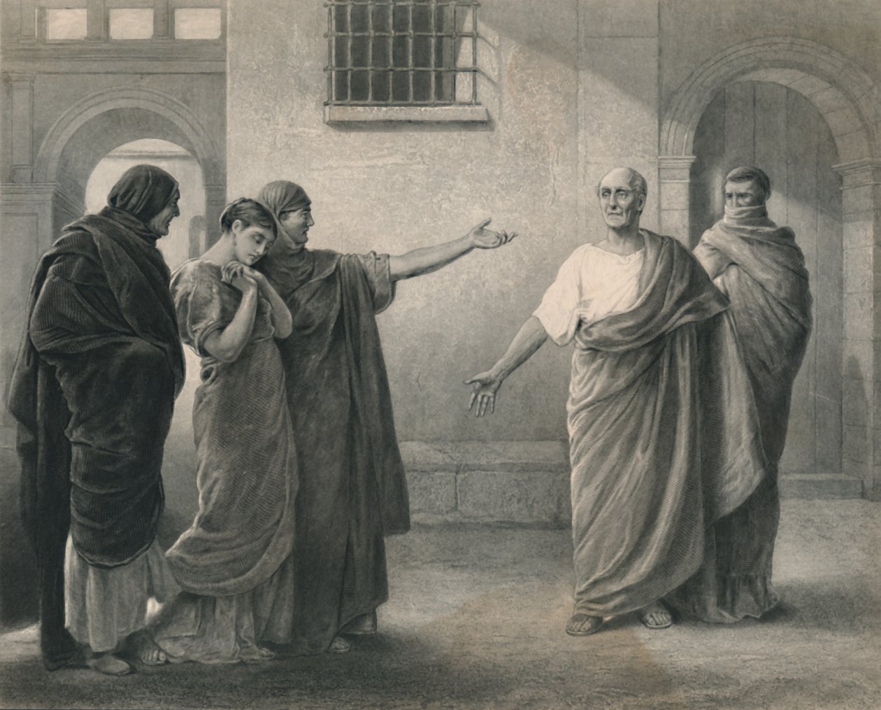 Volumnia wyrzuty Brutus i Sicinius Coriolanus, c1870 autorstwa J. Stephenson