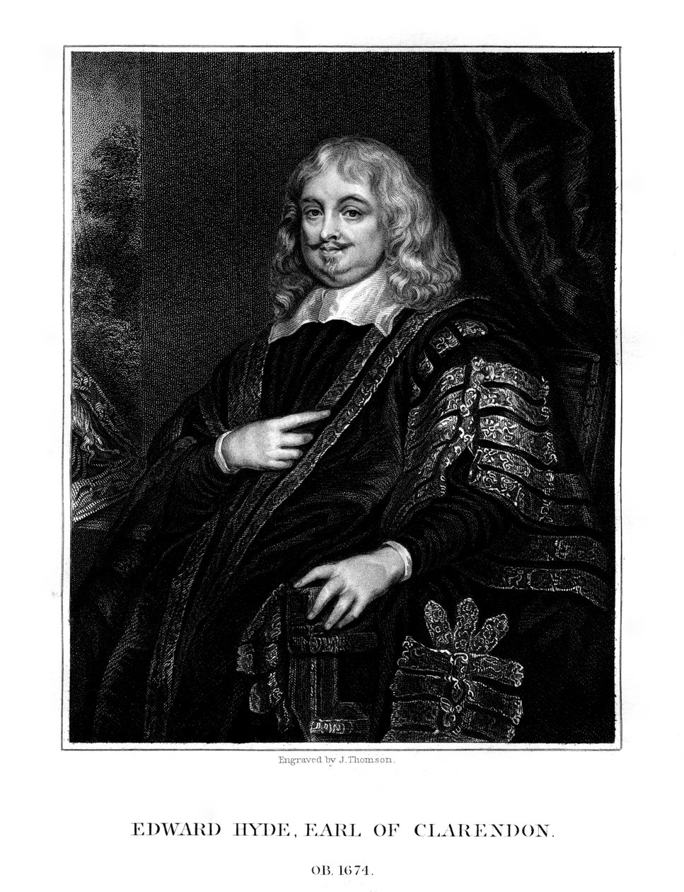 Edward Hyde, 1. hrabia Clarendon, angielski historyk i mąż stanu, 1824. autorstwa J. Thomson