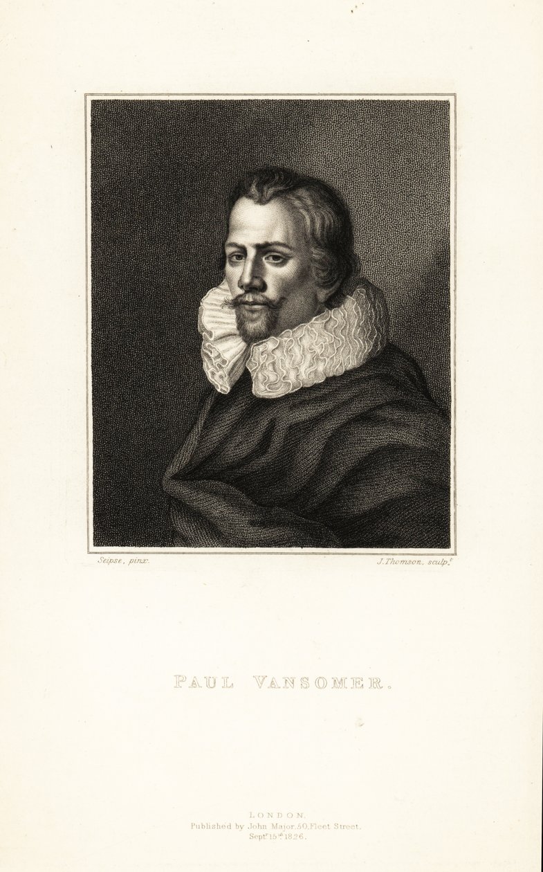 Portret Paula van Somera, flamandzkiego artysty i nadwornego malarza króla Anglii Jakuba I, około 1577-1621 autorstwa J. Thomson